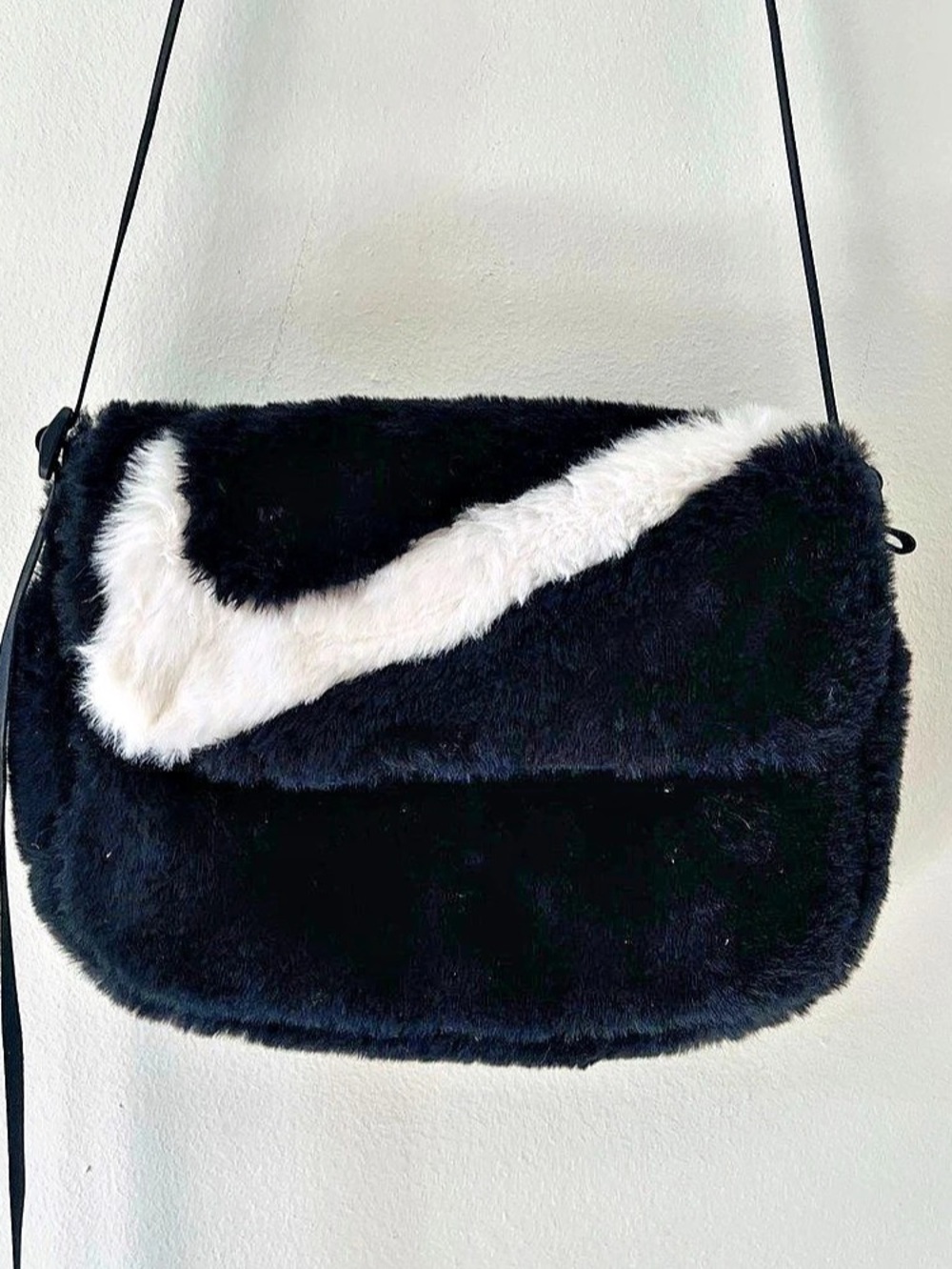Nike Sportswear Faux Fur Tote Bag Black & White